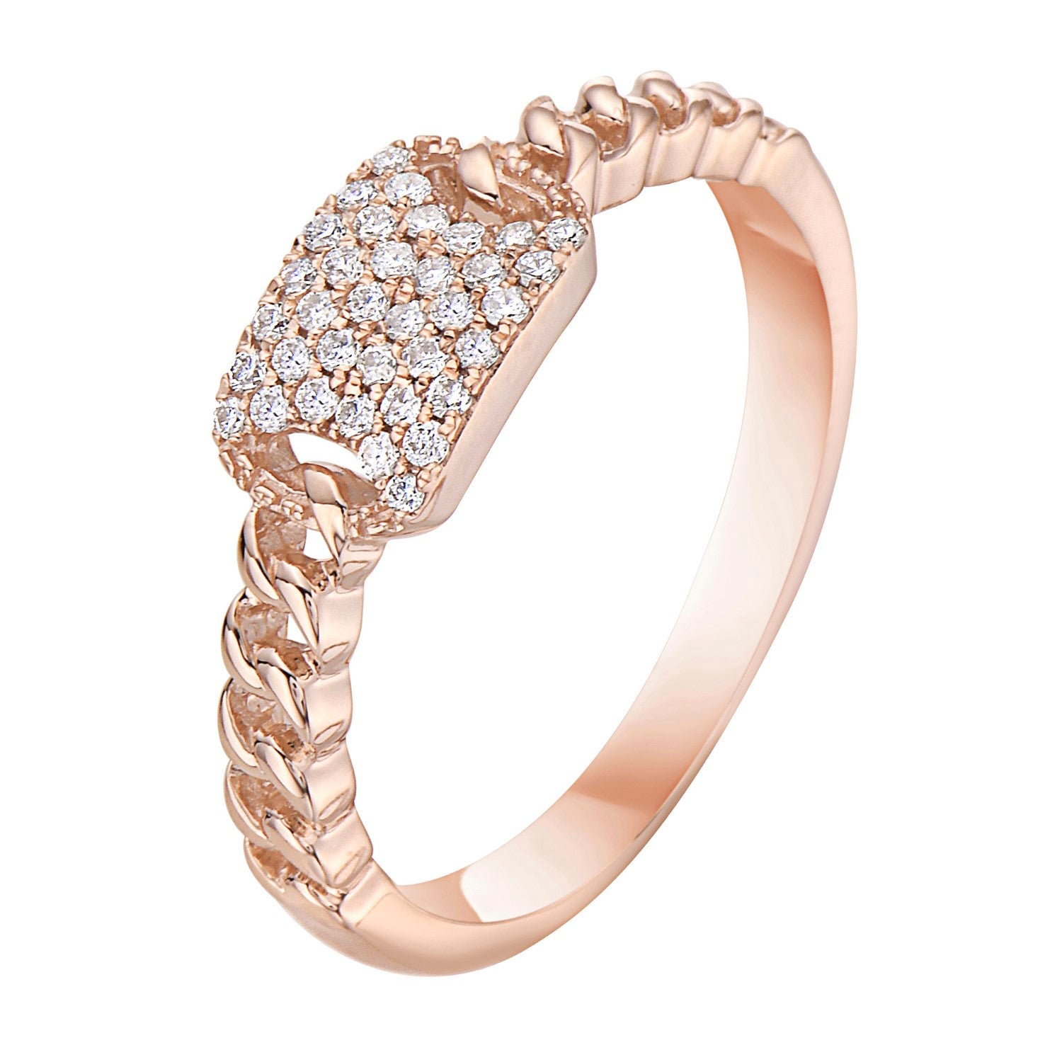 14K Rose Gold Tag Ring, 0.13ct