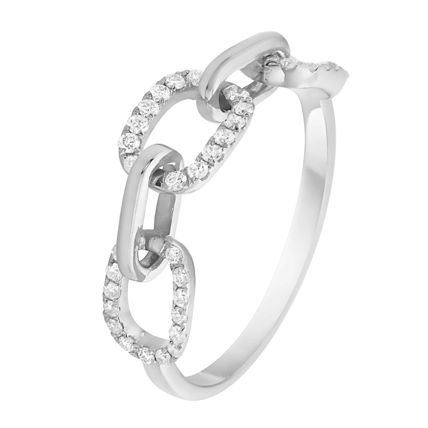 14K White Gold Chain Link Ring, 0.23ct