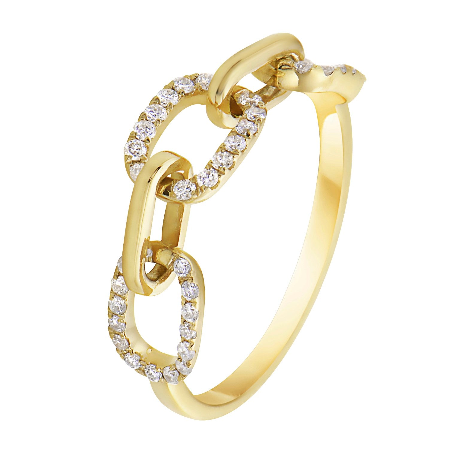 14K Yellow Gold Chain Link Ring, 0.23ct