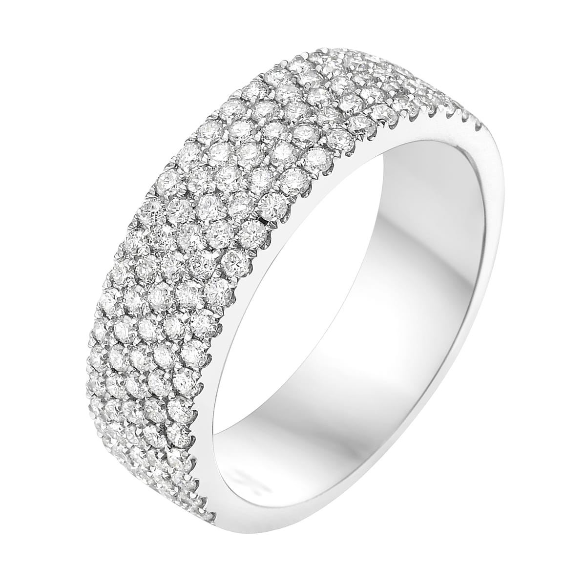 14K White Gold Multi Row Diamond Ring, 0.92ct