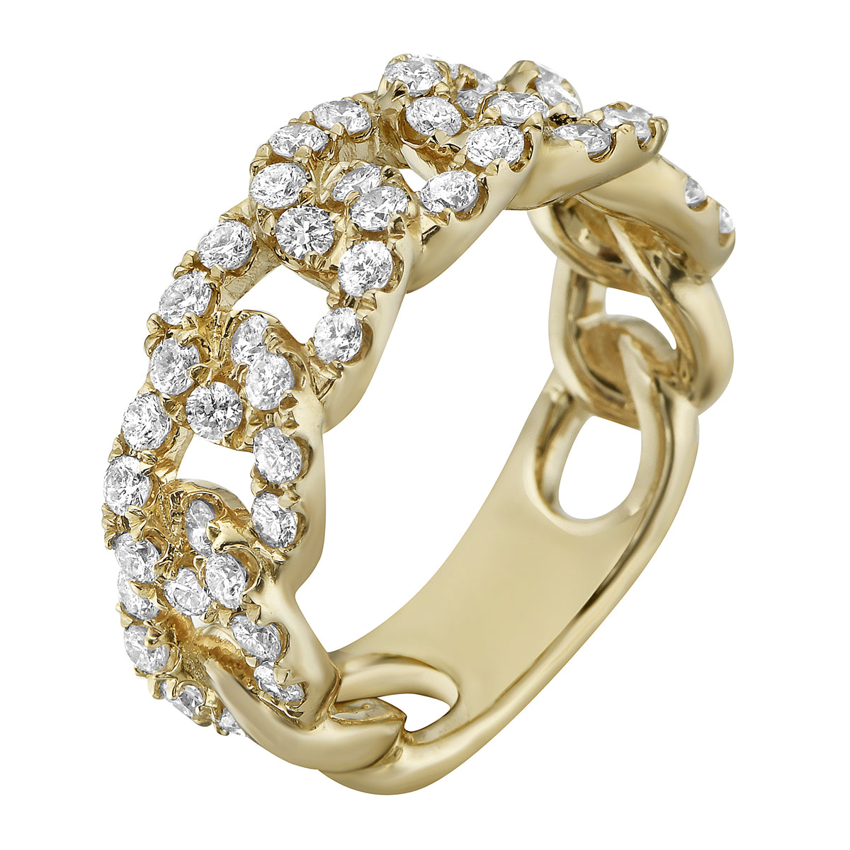 14K Yellow Gold Diamond Link Ring, 1.16ct