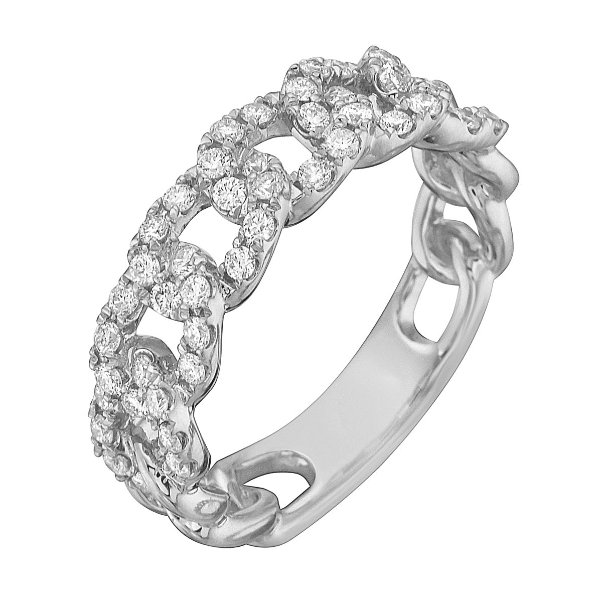 14K White Gold Diamond Link Ring, 0.56ct