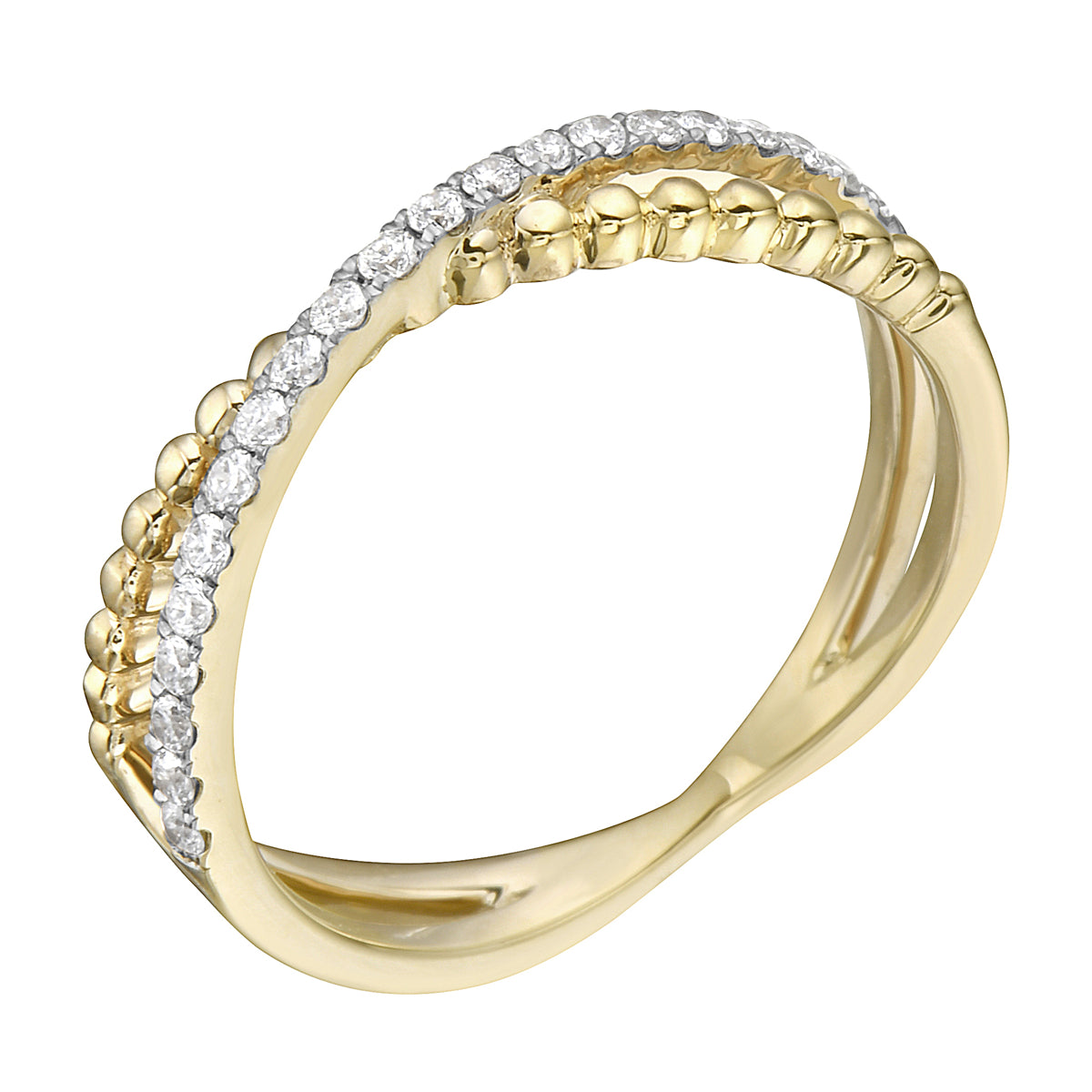 14K Yellow Gold Crossover Diamond Ring, 0.19ct