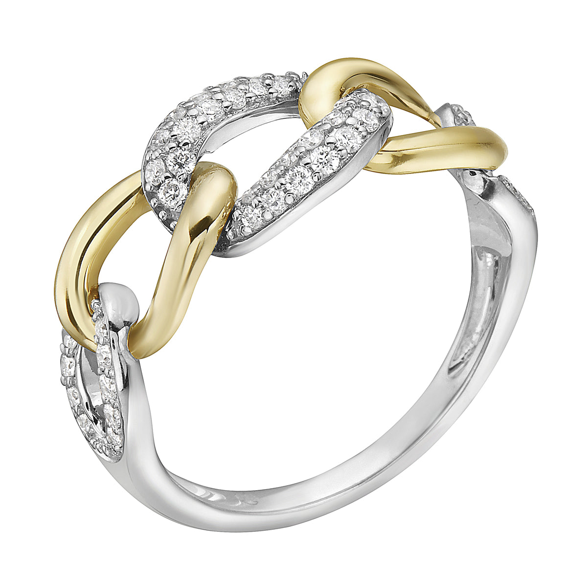 14K White Gold Diamond Link Ring, 0.27ct
