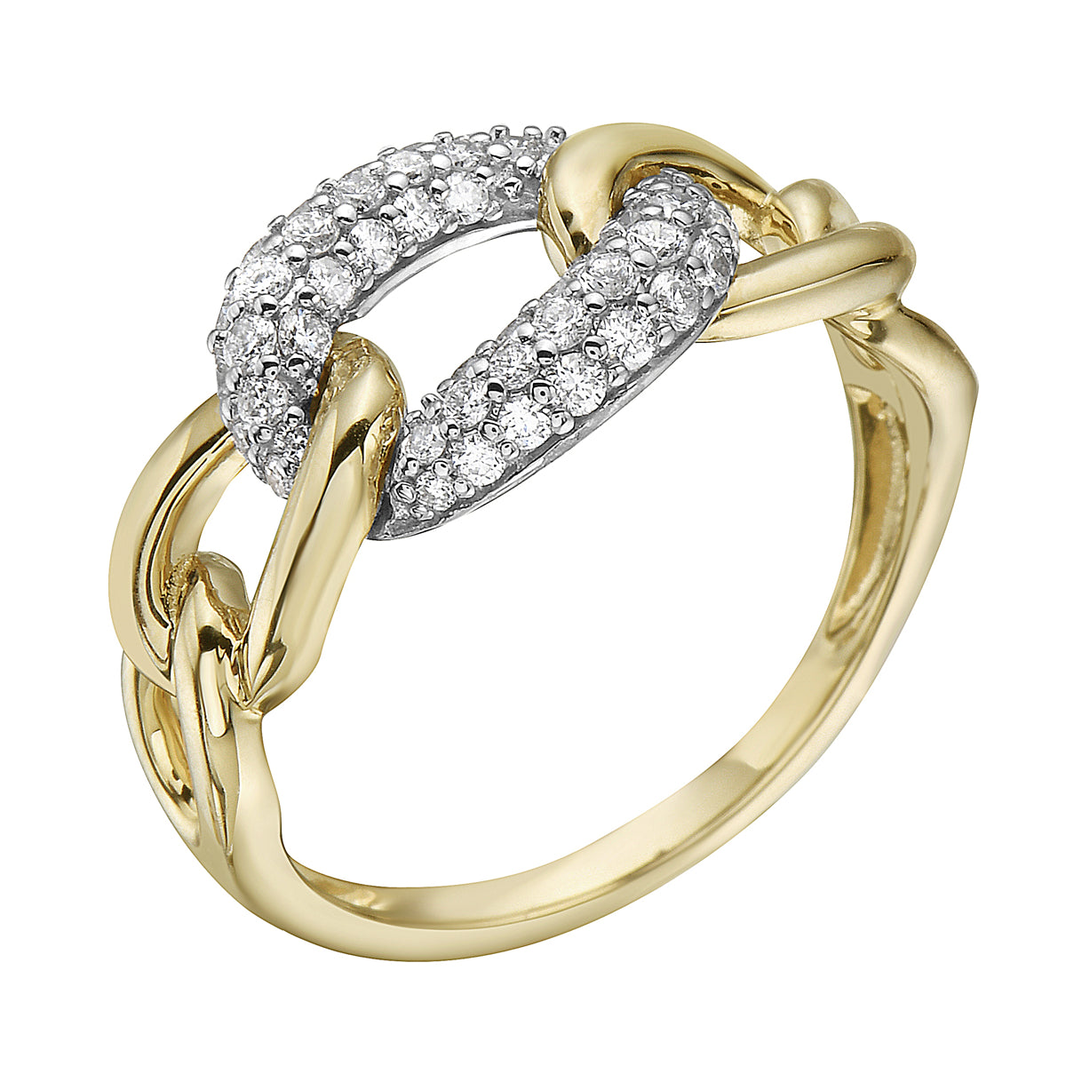 14K Yellow Gold Diamond Link Ring, 0.4ct