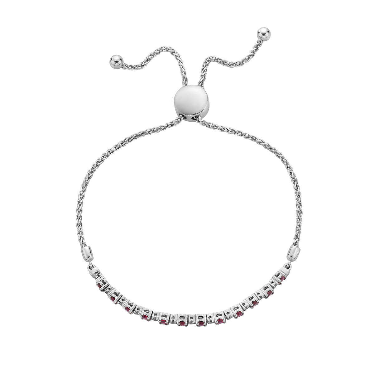 14K White Gold Ruby Bracelet, Bolo, 0.9ct