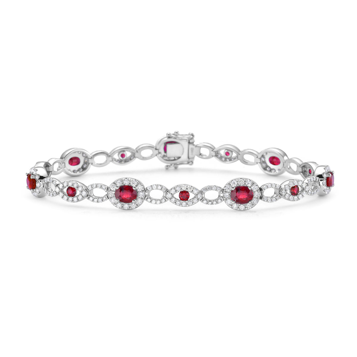 14K White Gold Ruby Bracelet, 3.46ct