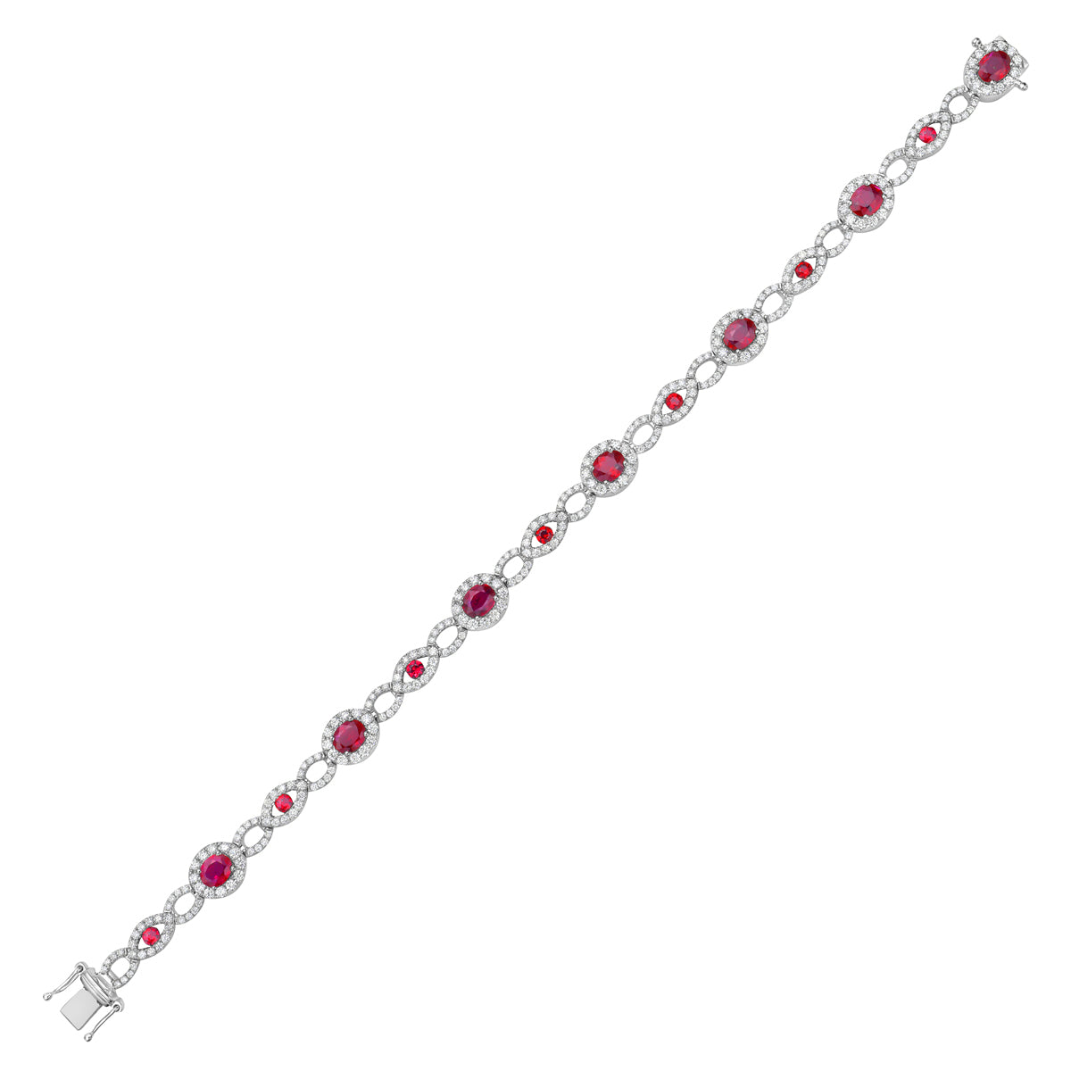 14K White Gold Ruby Bracelet, 3.46ct