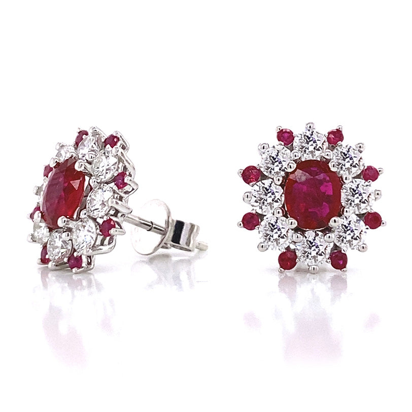ARE154894 - Earrings 14KW/2.3G 2RUBY-0.60CT 16RUBY-0.21CT 16RD-1.00CT