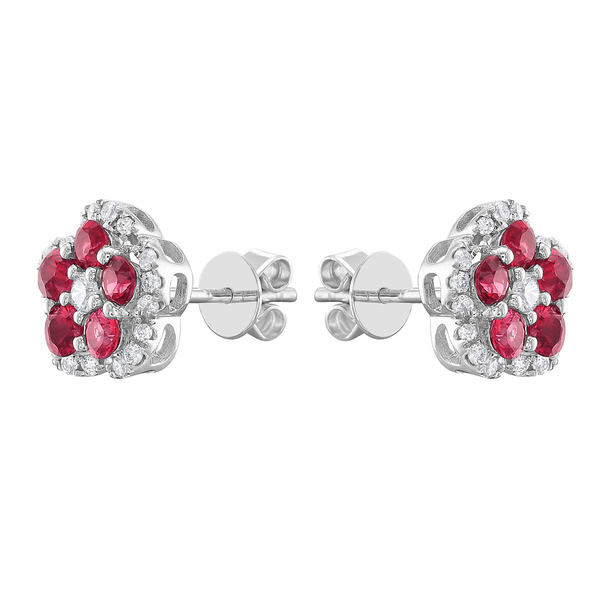 ARE155274 - Earrings 14KW/2.0G 10RUBY-0.73CT 42RD-0.25CT