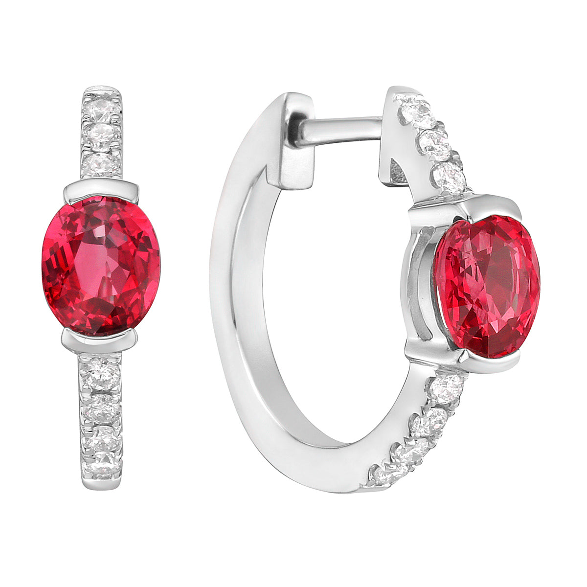 ARE156089 - Earrings 14KW/2.4G 2RUBY-0.82CT 14RD-0.11CT