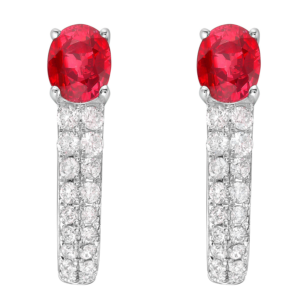 ARE156110 - Earrings 14KW/2.6G 2RUBY-0.82CT 36RD-0.32CT