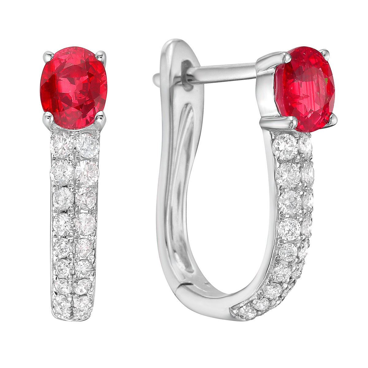 ARE156110 - Earrings 14KW/2.6G 2RUBY-0.82CT 36RD-0.32CT