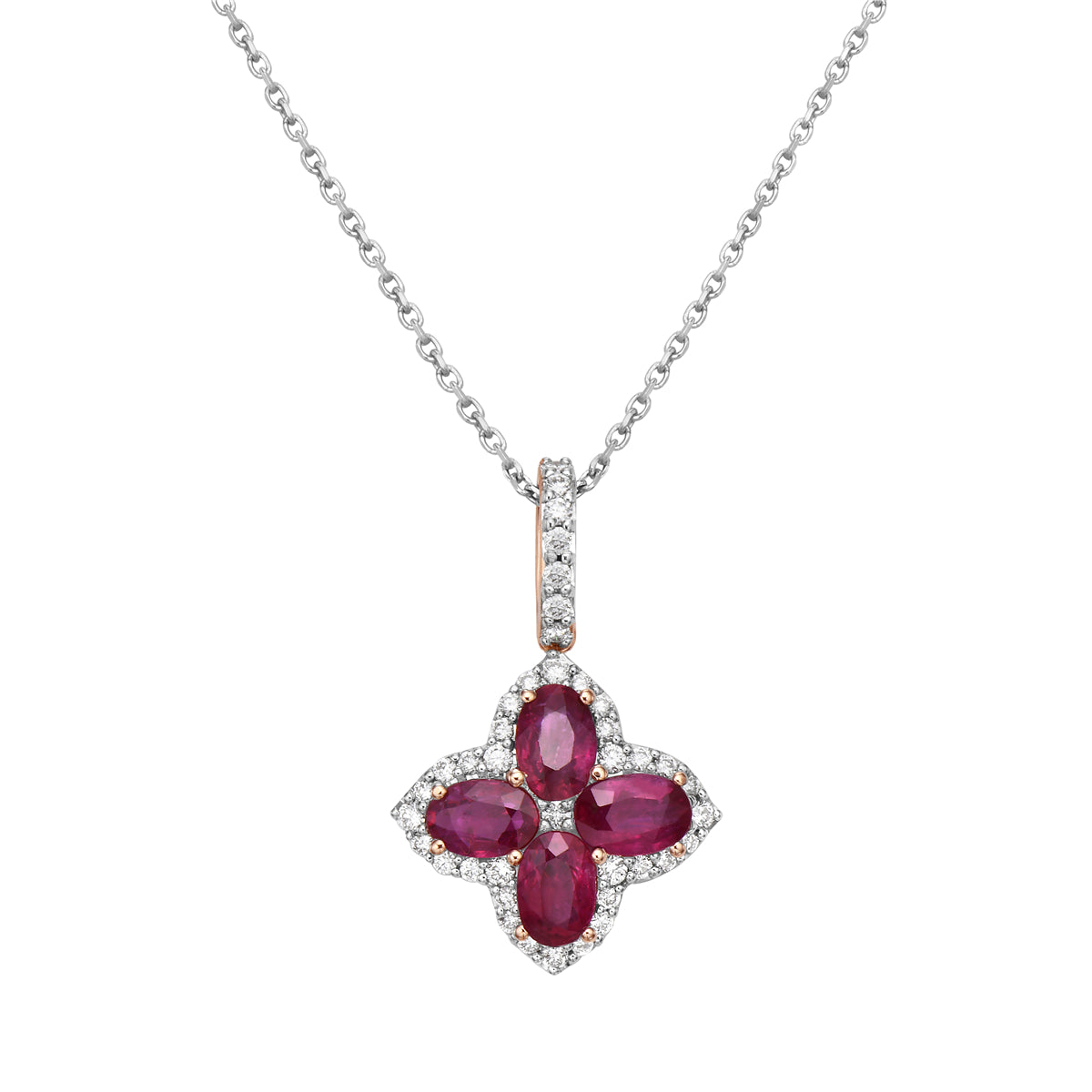 14K Rose Gold Ruby and Diamond Pendant