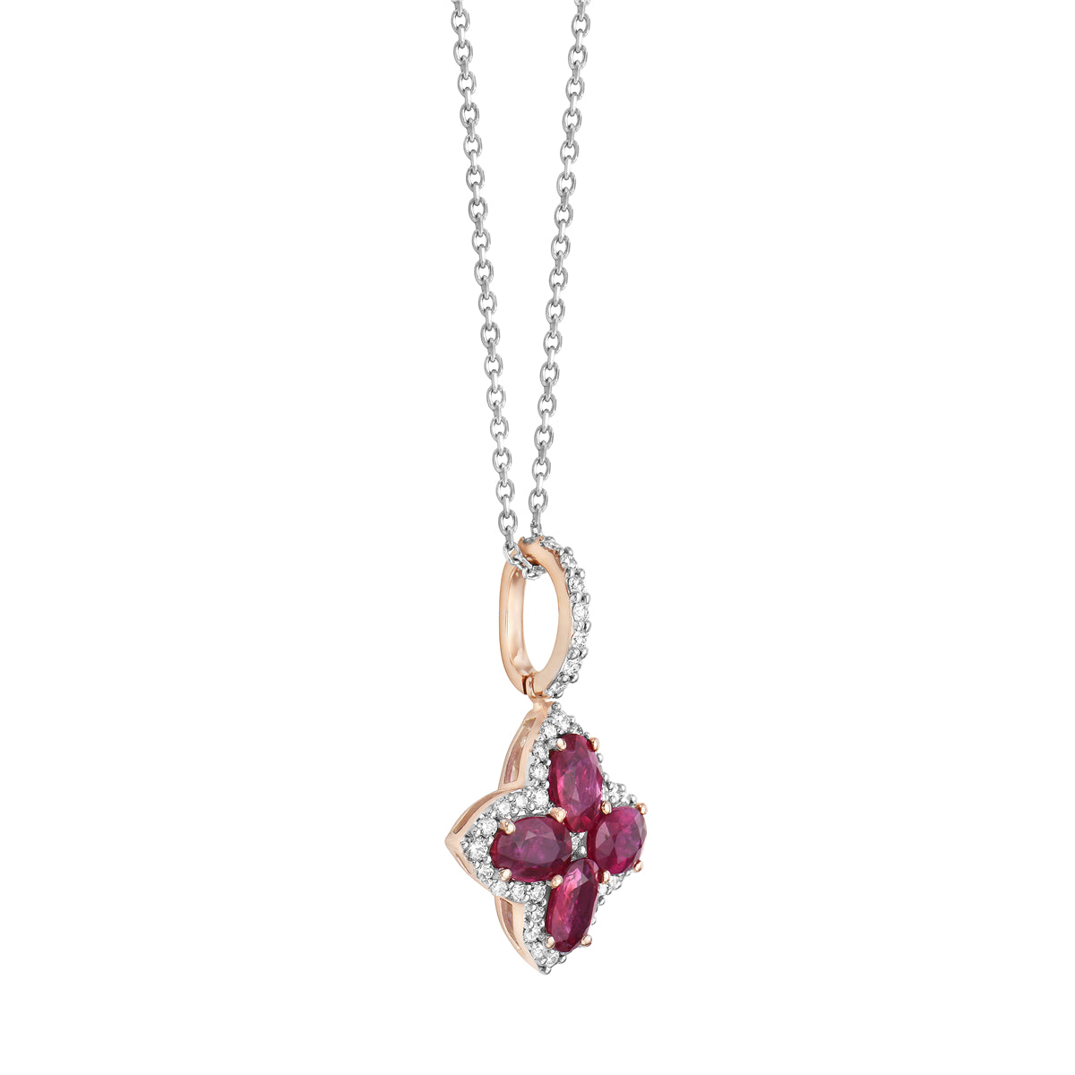 14K Rose Gold Ruby and Diamond Pendant