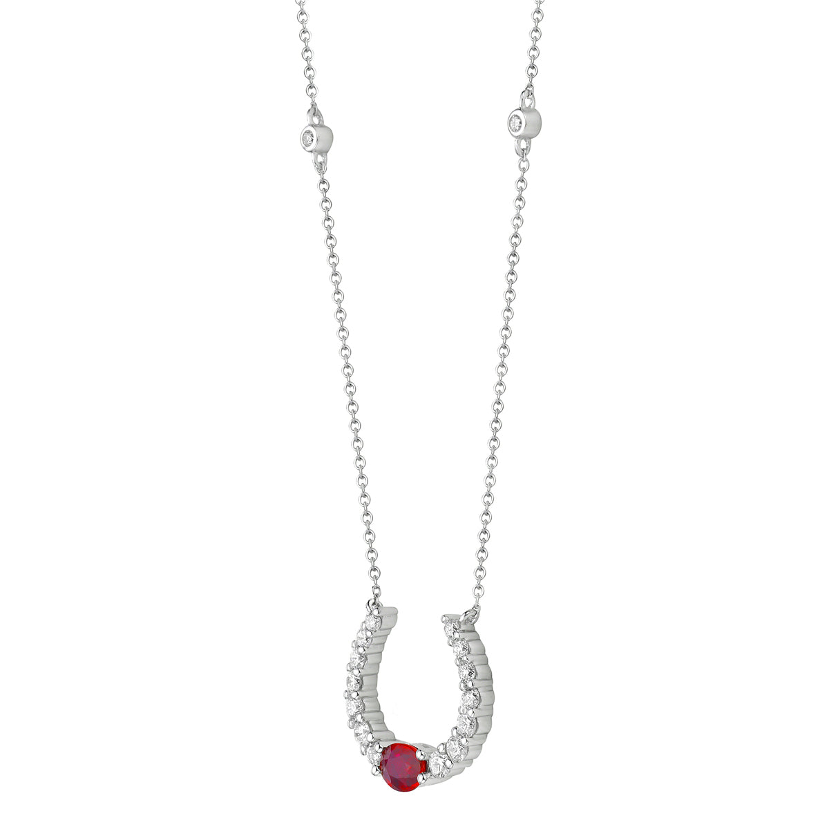ARP155897 - Necklace 14KW/1.6G 1RUBY-0.35CT 12RD-0.42CT 4RD-0.06CT