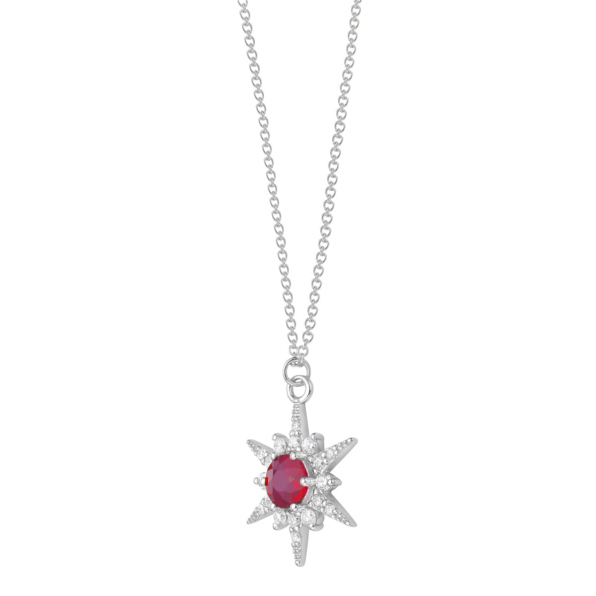 ARP155903 - Necklace 14KW/1.2G 1RUBY-0.72CT 6RD-0.13CT 12RD-0.14CT
