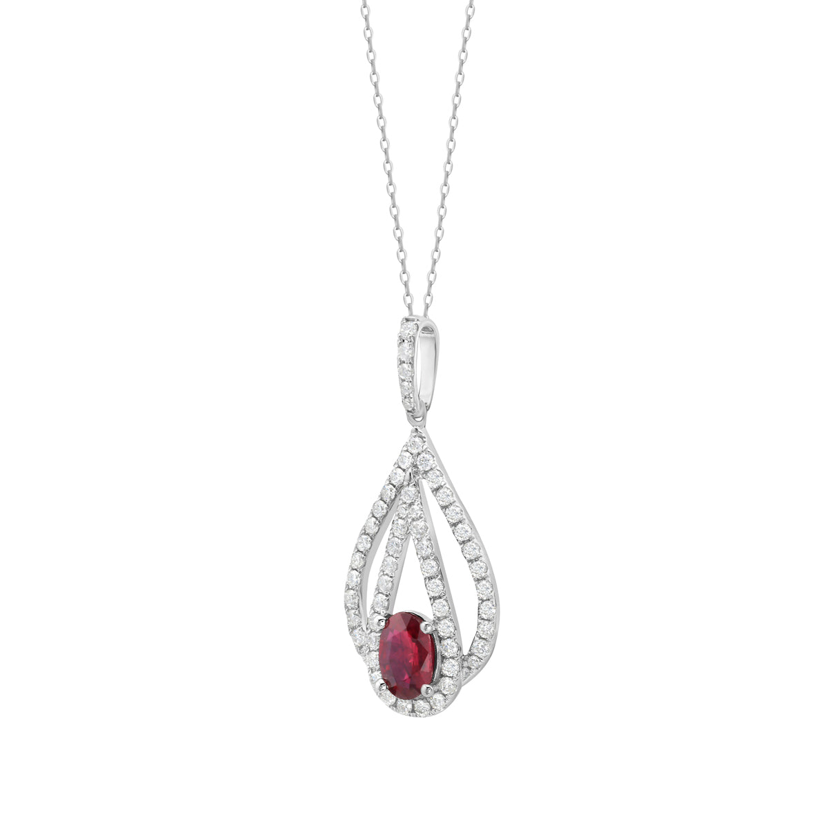 14K White Gold Ruby Pendant, 0.85ct