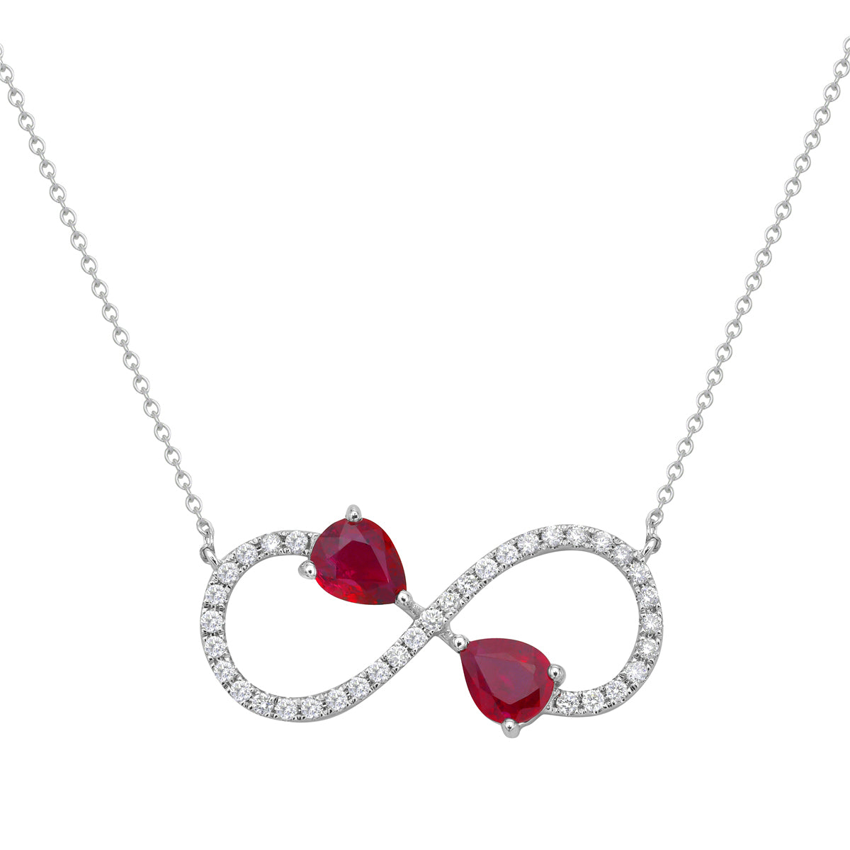 ARP156030 - Necklace 14KW/0.9G 2RUBY-0.67CT 35RD-0.16CT