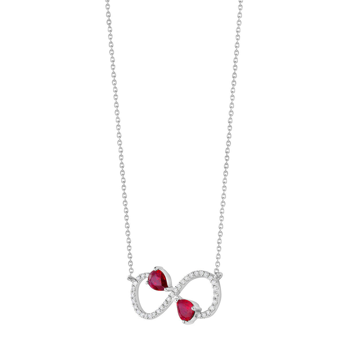 ARP156030 - Necklace 14KW/0.9G 2RUBY-0.67CT 35RD-0.16CT