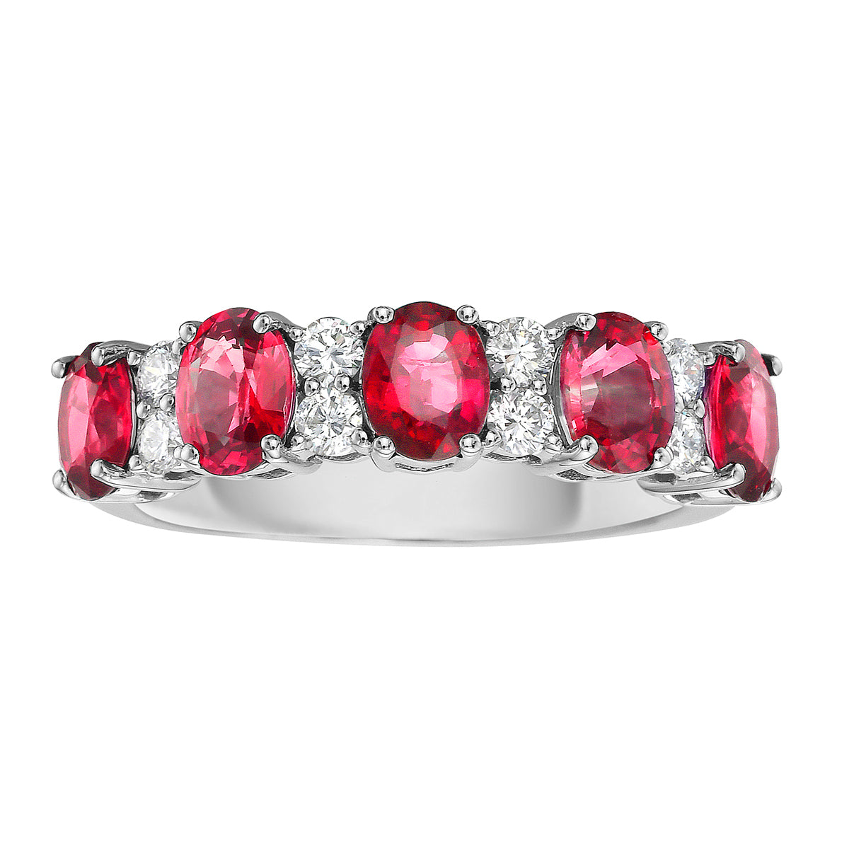 Ring 14KW/2.0G 5RUBY-1.89CT 8RD-0.26CT
