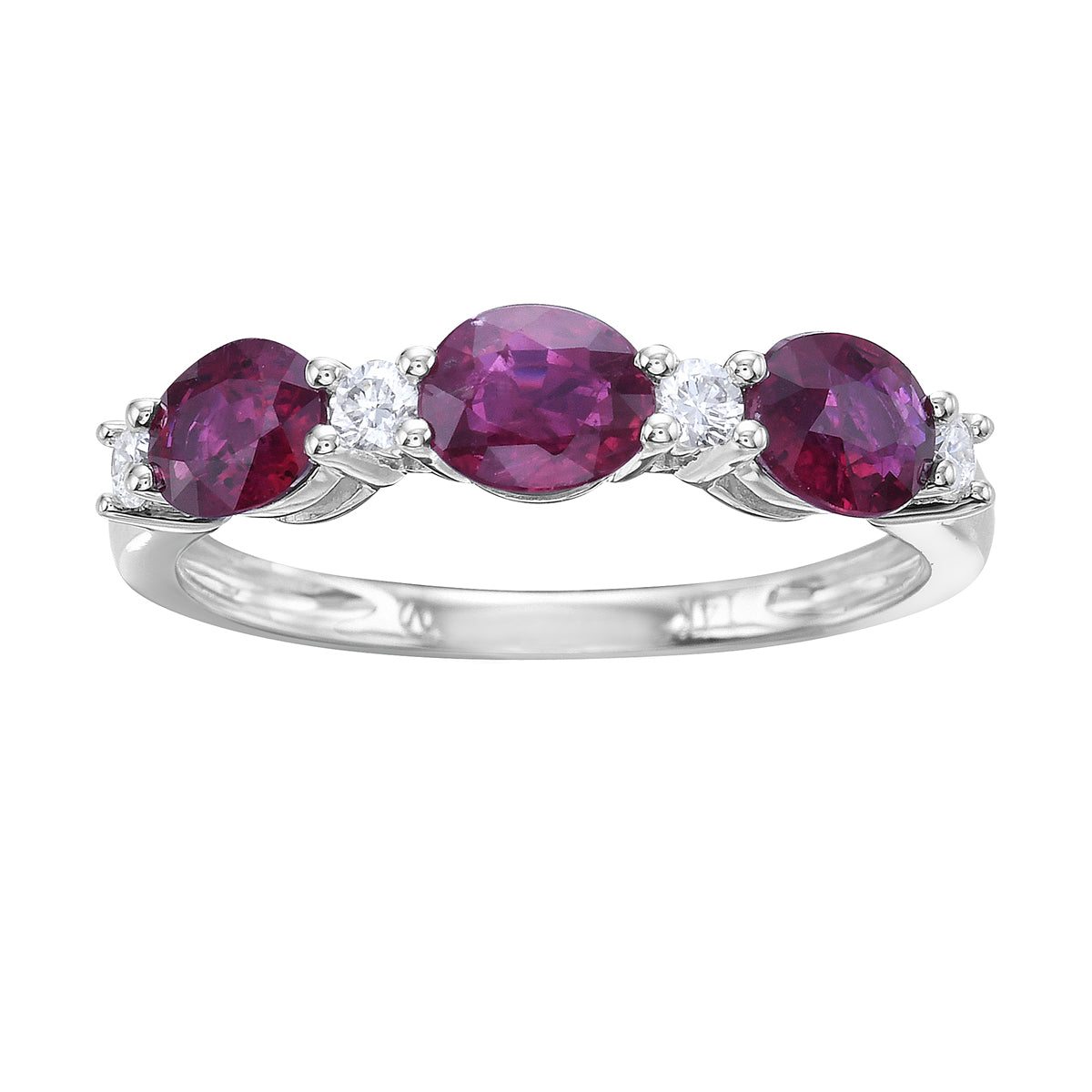 Ring 14KW/1.9G 3RUBY-1.20CT 4RD-0.15CT