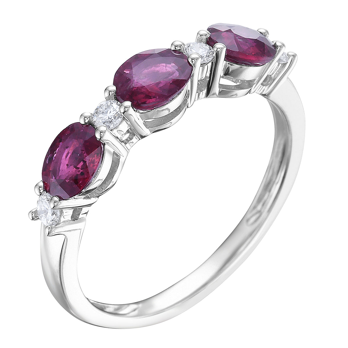 Ring 14KW/1.9G 3RUBY-1.20CT 4RD-0.15CT