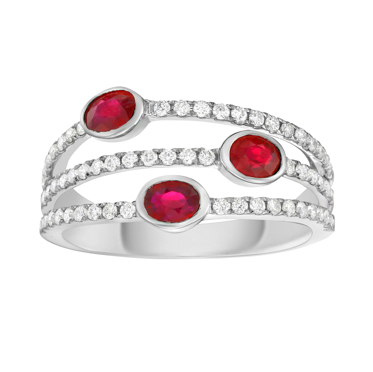 ARR155904 - Ring 14KW/2.7G 3RUBY-0.64CT 57RD-0.35CT