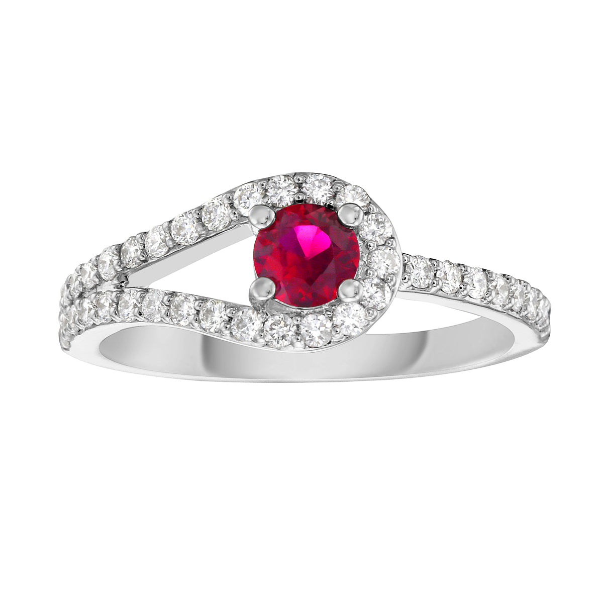ARR155908 - Ring 14KW/3.1G 1RUBY-0.32CT 37RD-0.36CT
