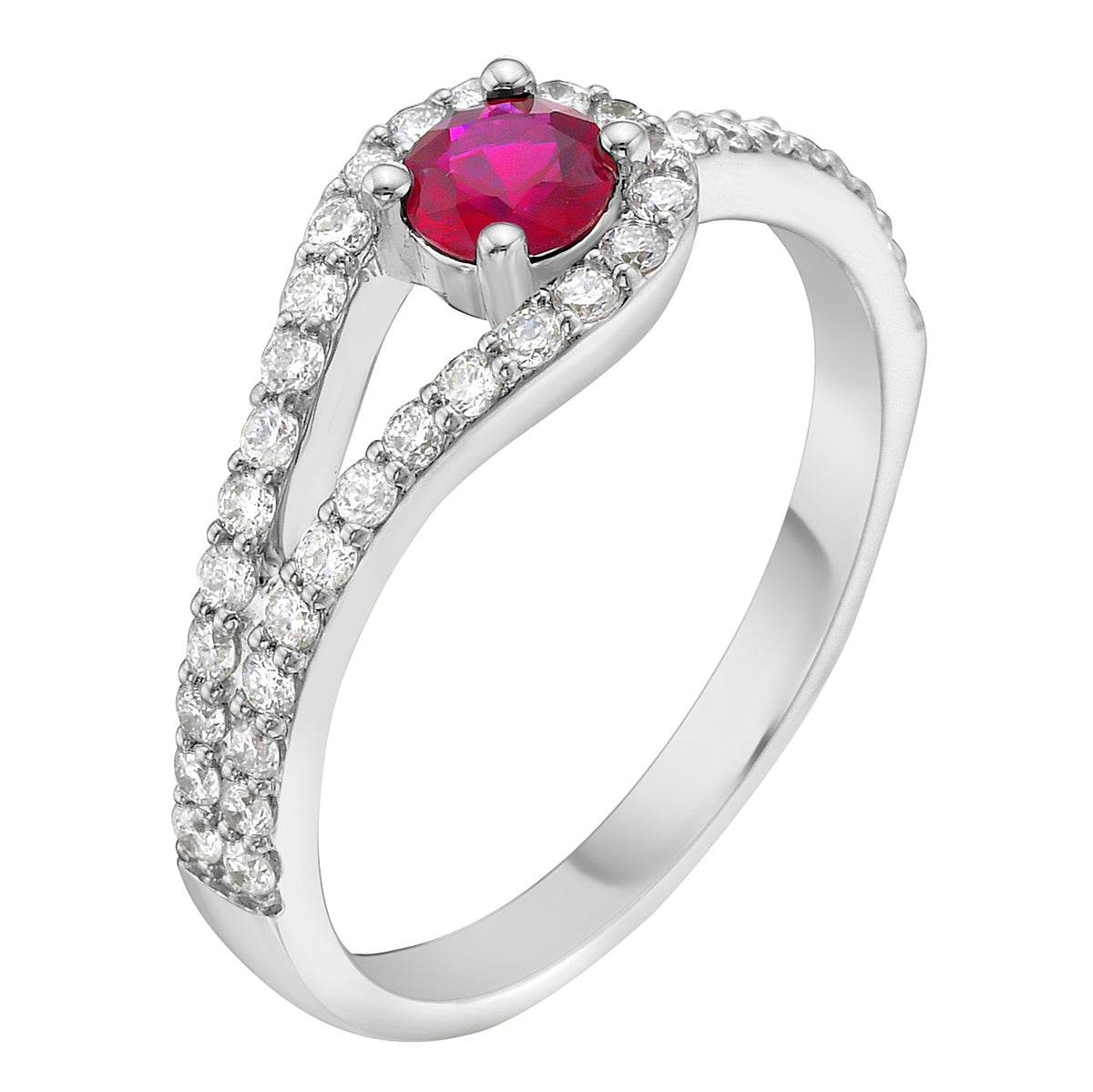 14K White Gold Ruby Ring, 0.32ct