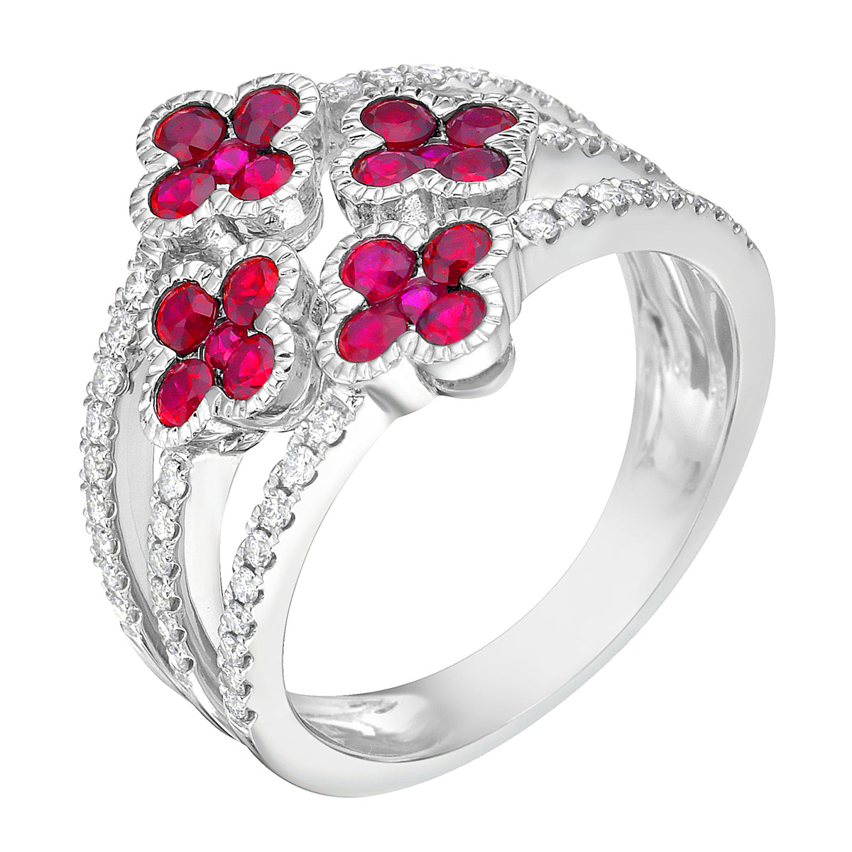 14K White Gold Ruby Ring, 0.9ct