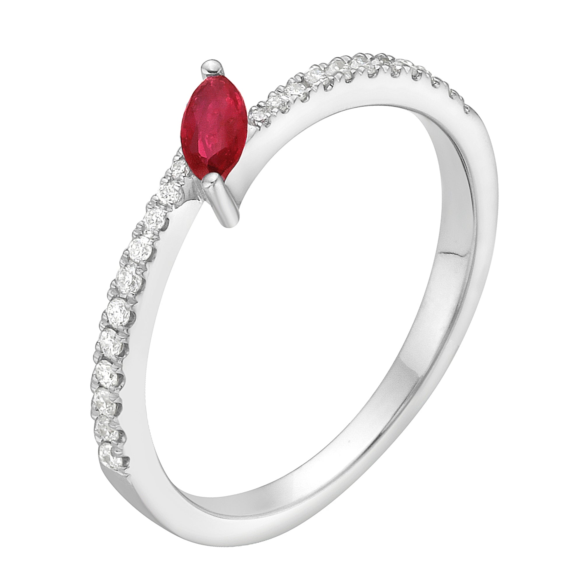 ARR156167 - Ring 14KW/1.8G 1RUBY-0.16CT 22RD-0.11CT