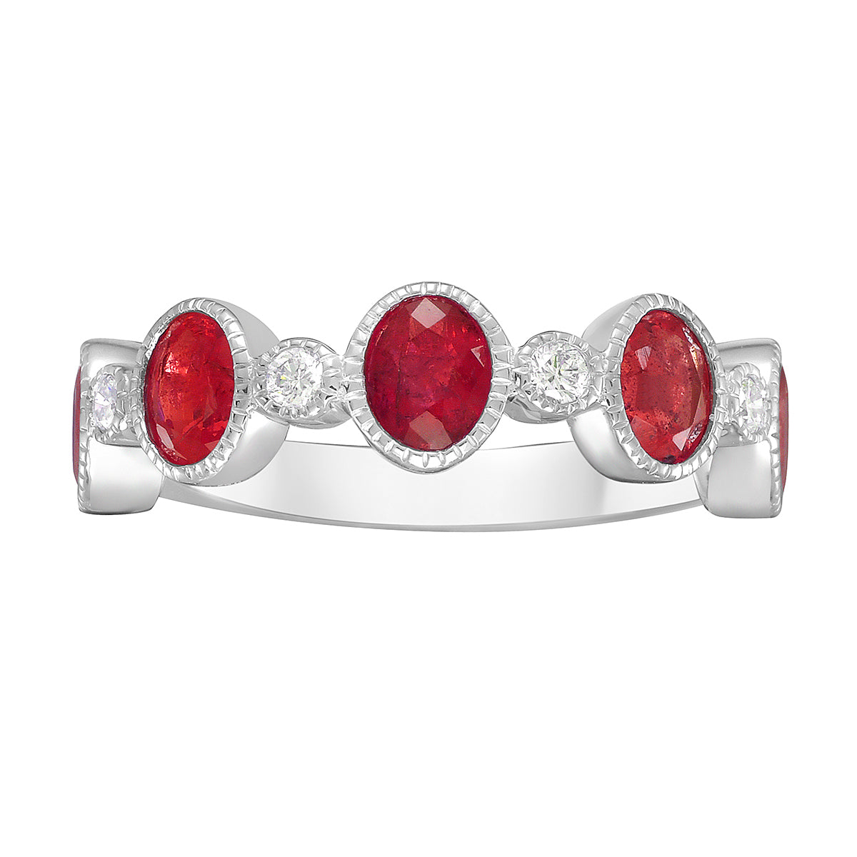 ARR156169 - Ring 14KW/3.5G 5RUBY-1.44CT 4RD-0.12CT