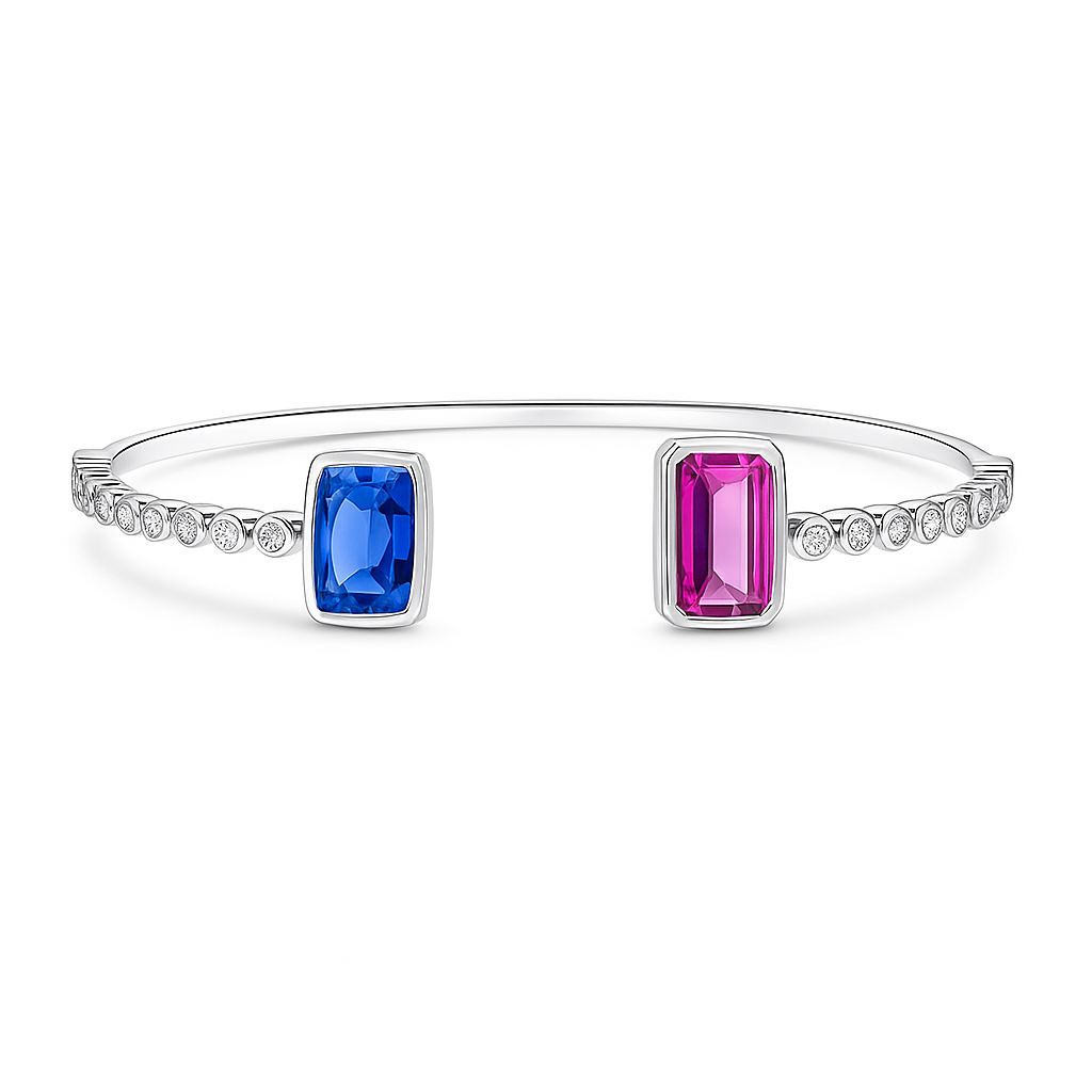 Handmade 14K White Gold Blue Sapphire Bracelet, 2.62ct