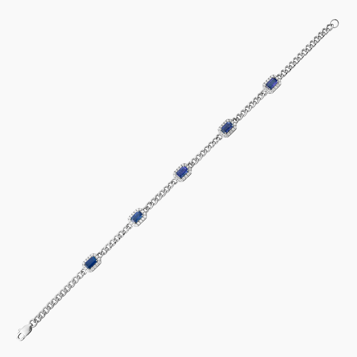 14K White Gold Sapphire and Diamond Bracelet, 1.76ct