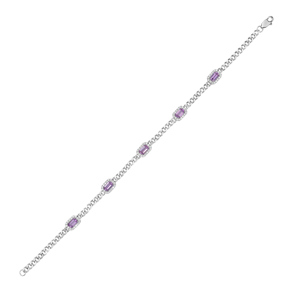 14K White Gold Pink Sapphire Bracelet, 1.76ct