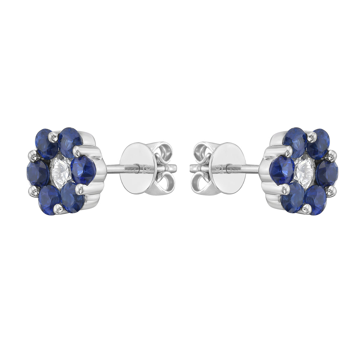 14K White Gold Blue Sapphire Earrings, 0.96ct