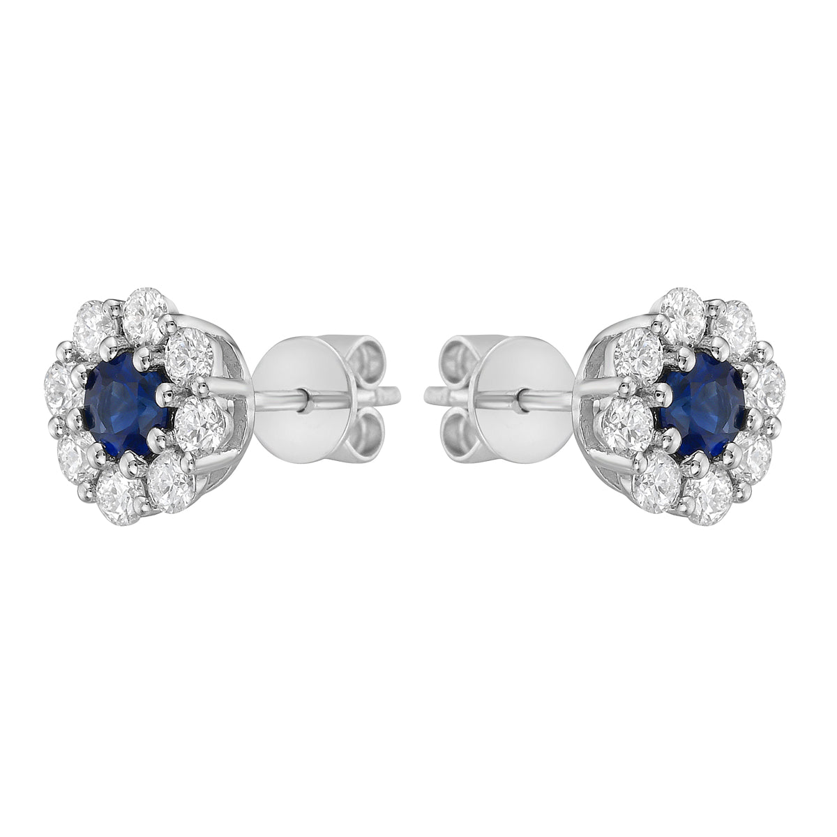 14K White Gold Sapphire with Diamond Studs, 0.43ct