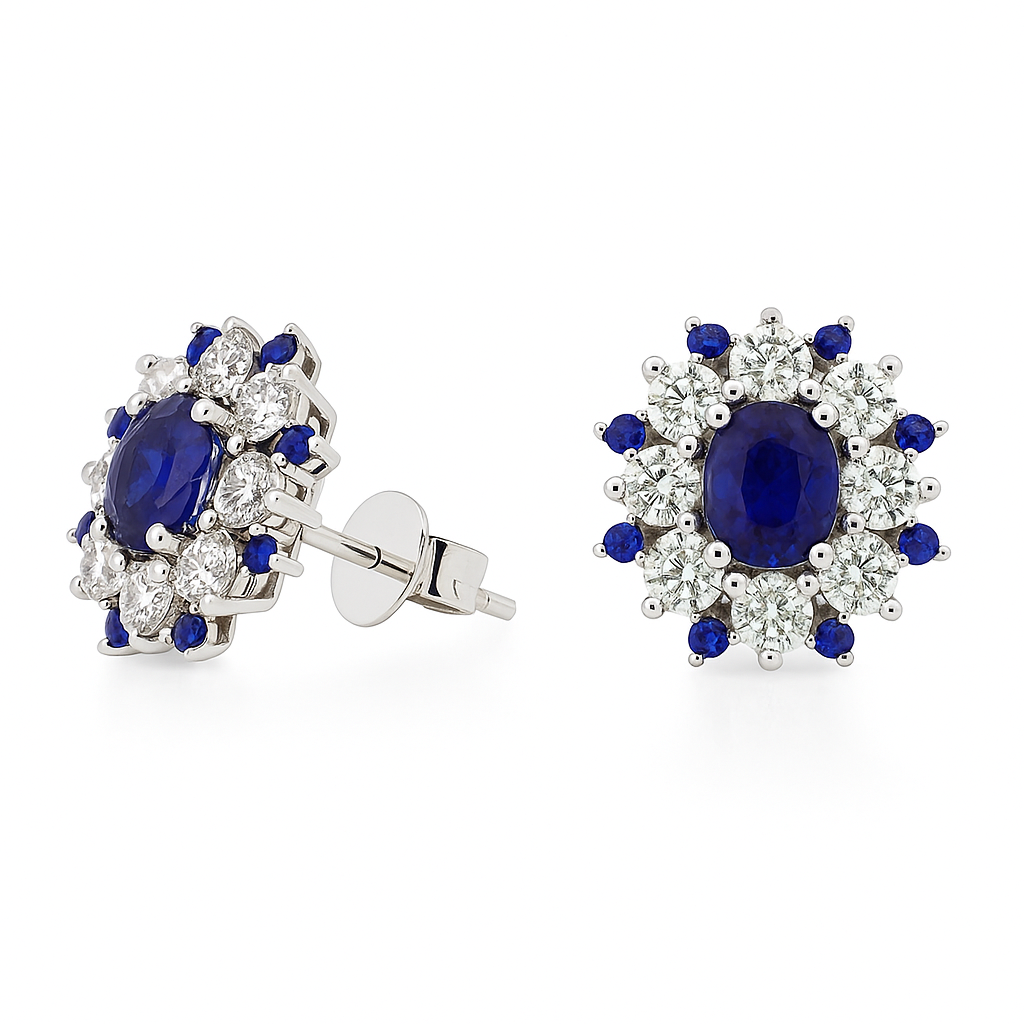 14K White Gold Sapphire Earrings, 1.11ct