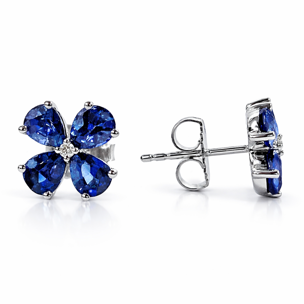 ASE155118 - Earrings 14KW/1.8G 8SAPP-3.17CT 2RD-0.02CT