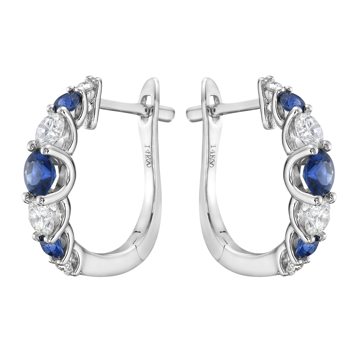 14K White Gold Blue Sapphire Earrings, 2.3g, 0.65ct