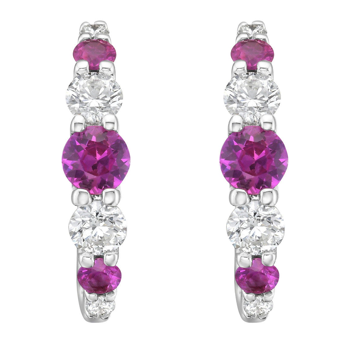 14K White Gold Pink Sapphire Diamond Earrings, 0.64ct