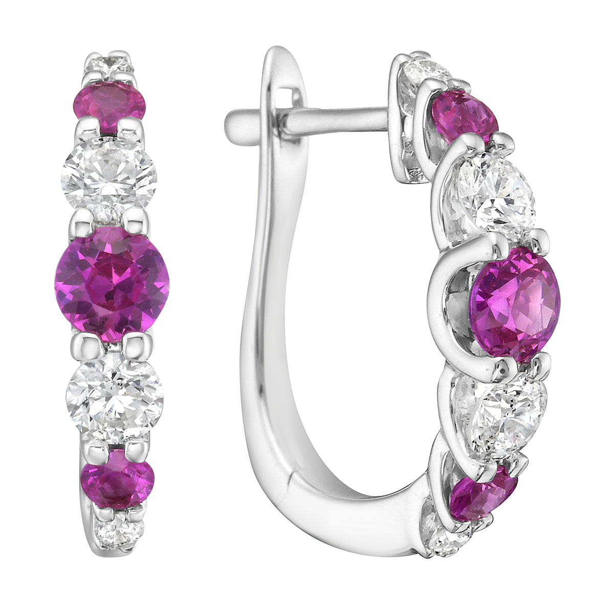14K White Gold Pink Sapphire Diamond Earrings, 0.64ct