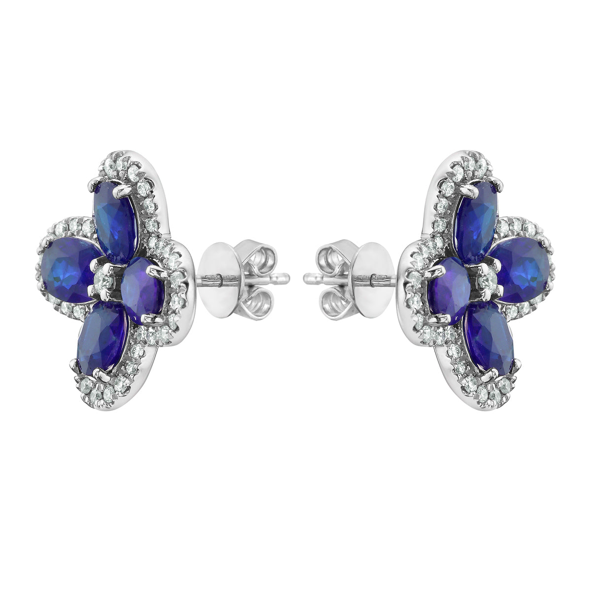 ASE155702 - Earrings 14KW/3.3G 8SAPP-3.60CT 82RD-0.35CT