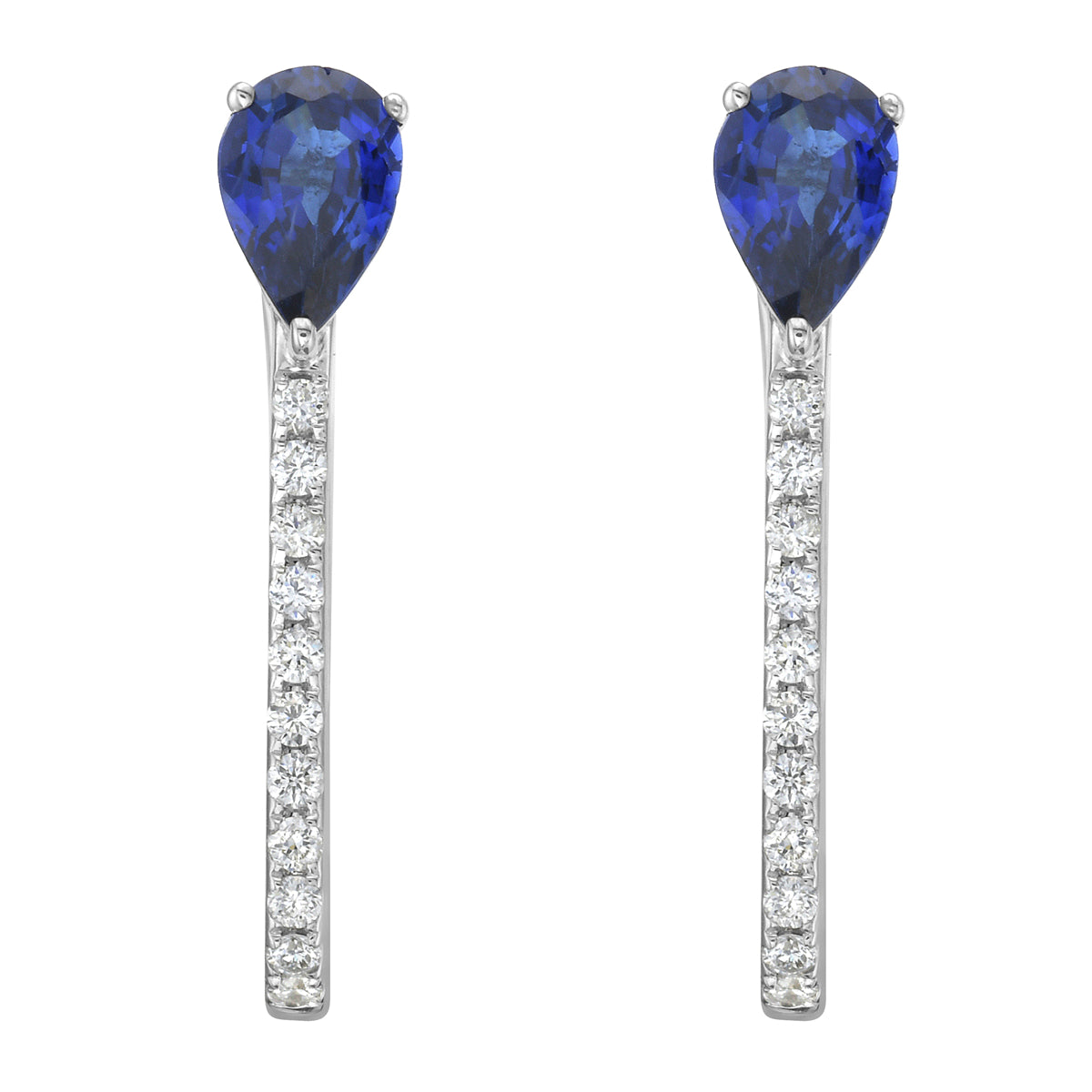 14K White Gold Blue Sapphire Earrings, 1.04ct