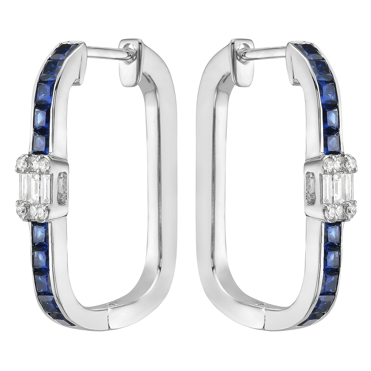 14K White Gold Blue Sapphire Earrings, 0.7ct
