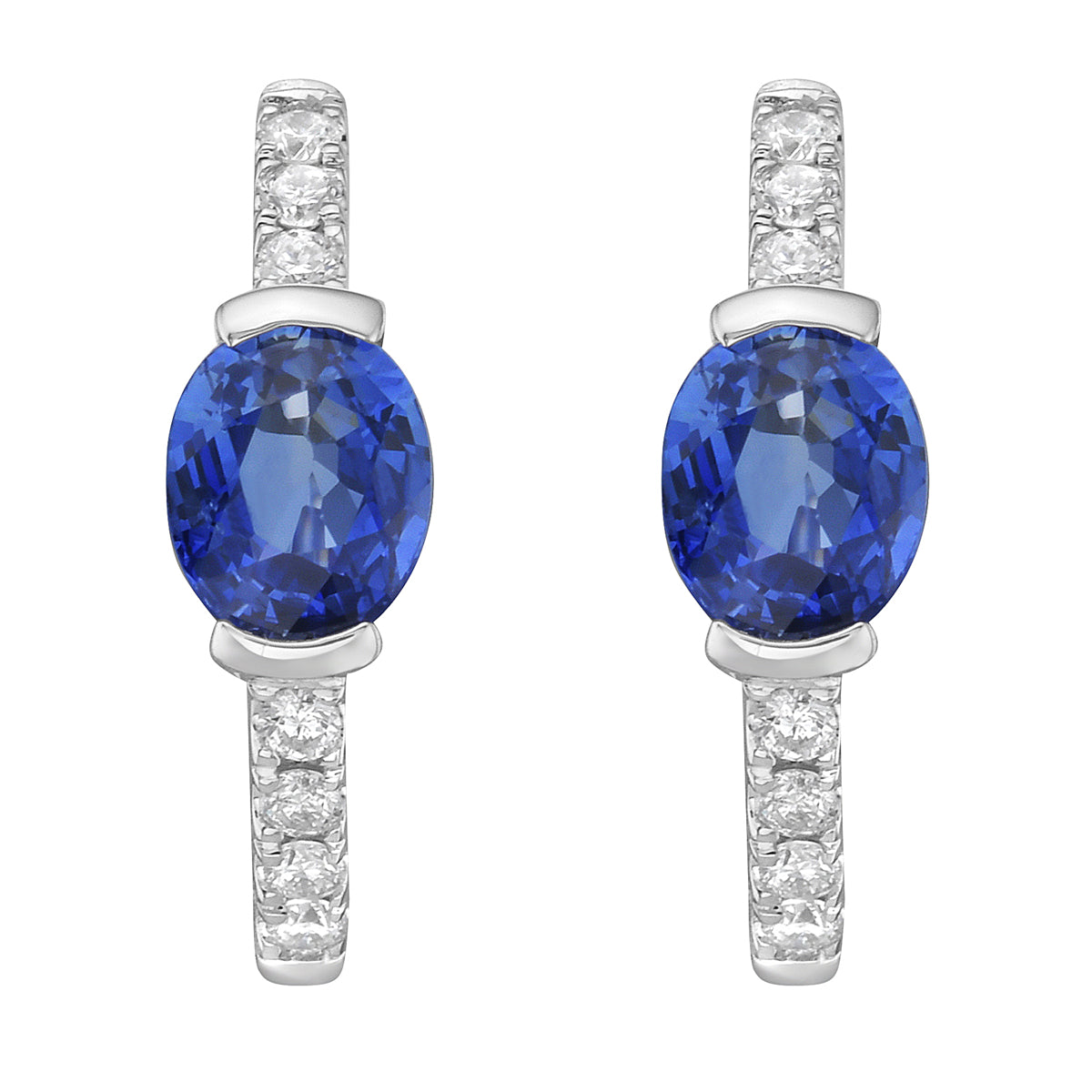 14K White Gold Blue Sapphire Earrings, 0.93ct