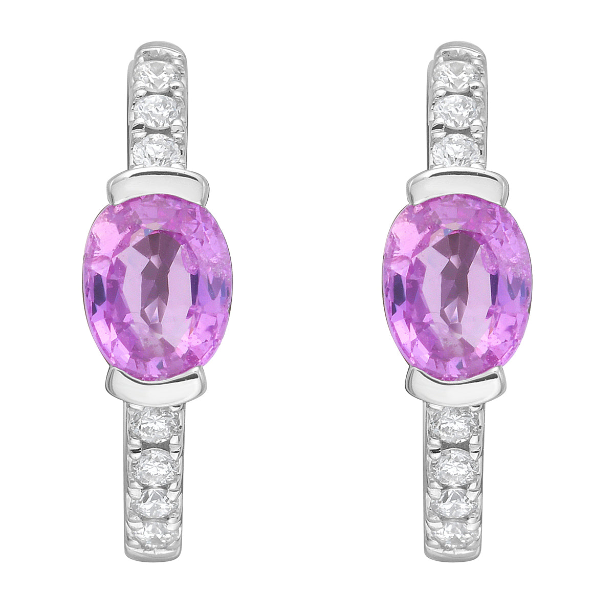 ASE156089P - Earrings 14KW/2.3G 2P.SAPP-0.96CT 14RD-0.11CT