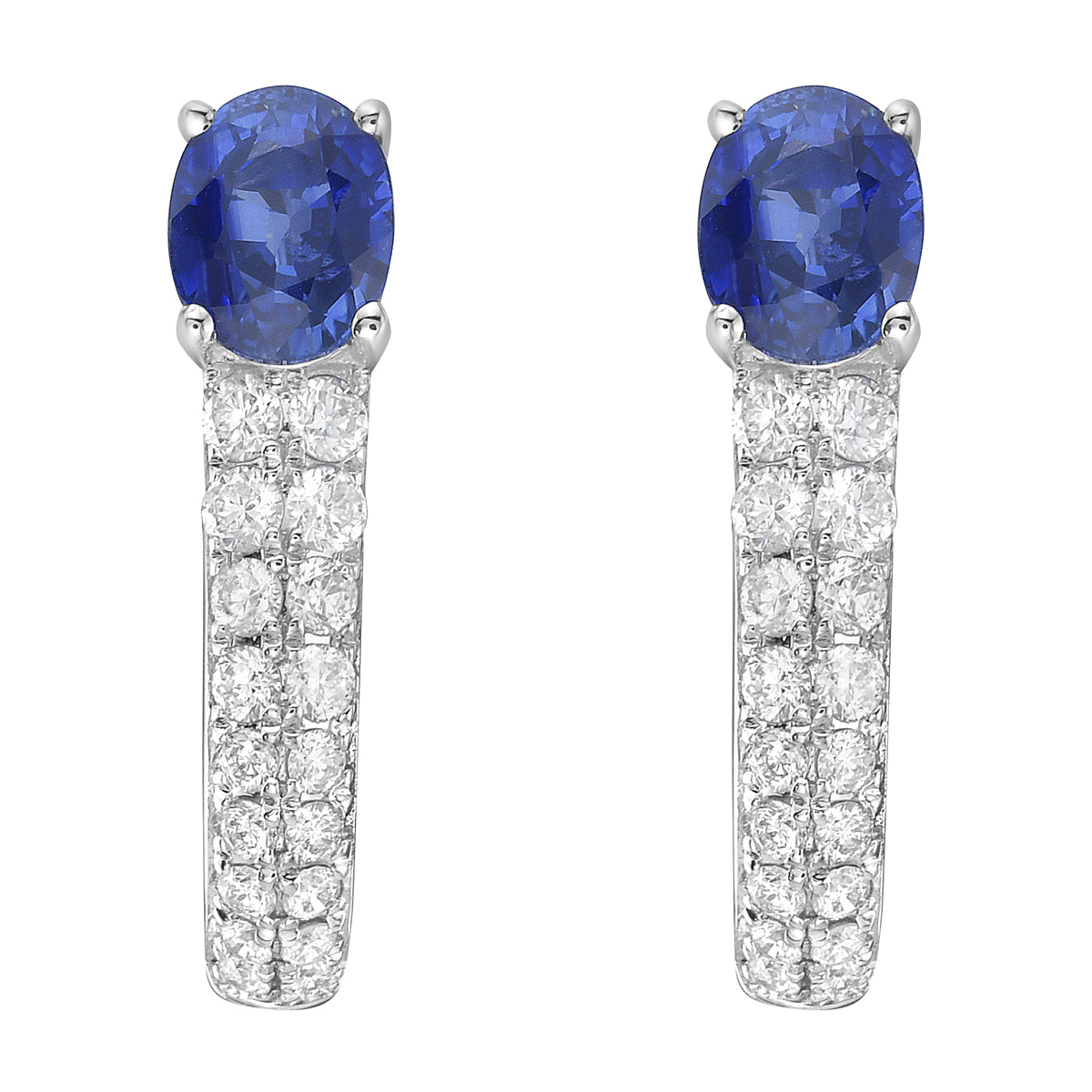 14K White Gold Sapphire Earrings, 0.96ct