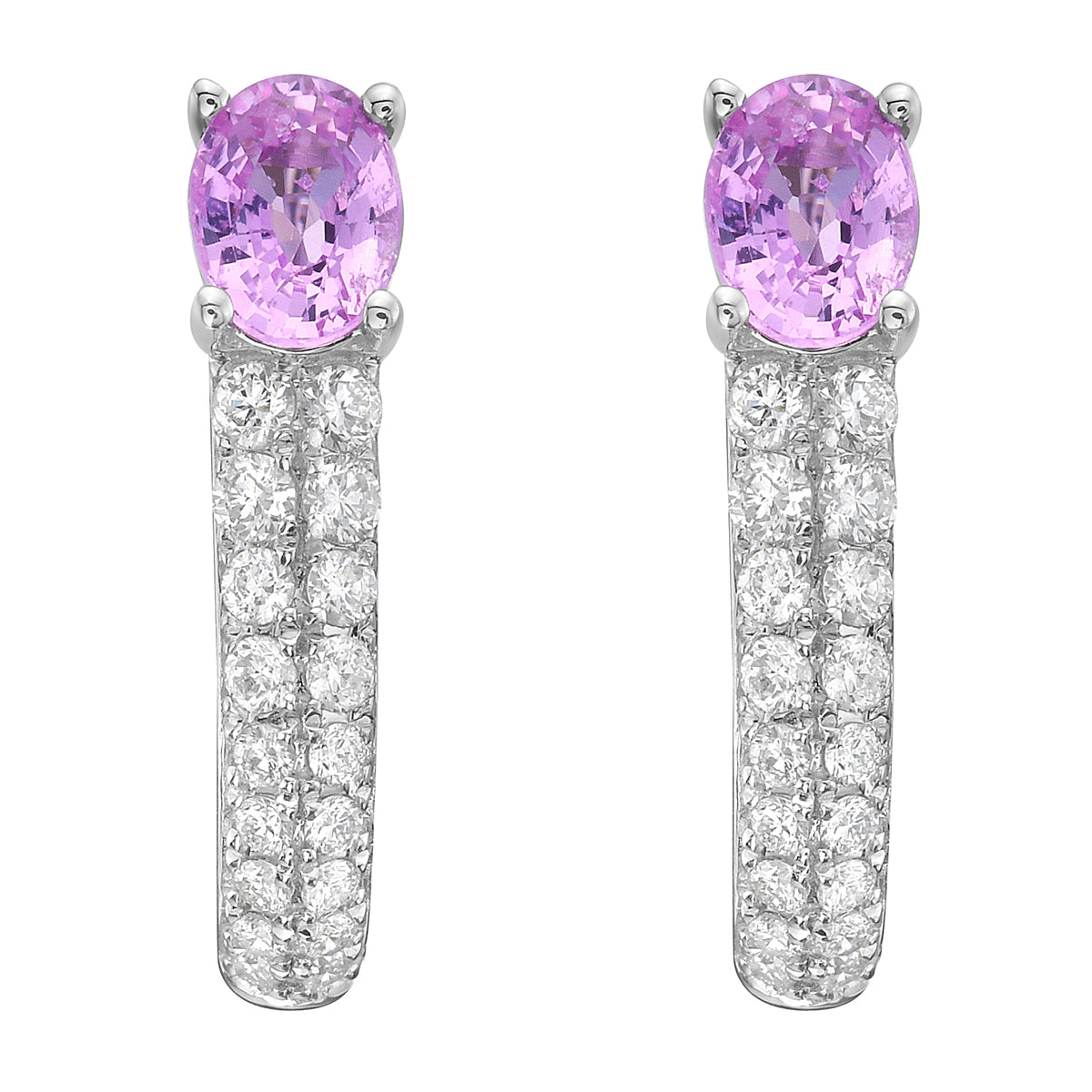 14K White Gold Pink Sapphire Earrings, 0.76ct